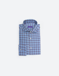 Patrick Hellmann Collection White Shirt With Blue Checks Gingham Pattern thumbnail